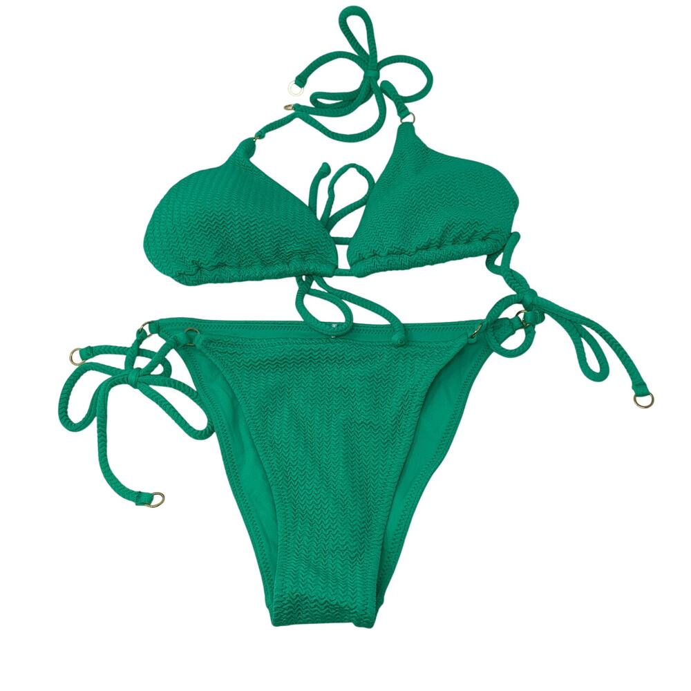 Seafolly Bikini Set Womens US 8 Green Triangle String Tie Side Swimsuit NWOT